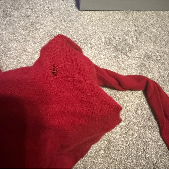 Hollister Co. Women's Red and Burgundy Cardigan velvet & lace fringe details - Picture 7 of 10